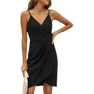 Manydress Wrap Dress Women's Medium Black Sleeveless Party Night Out